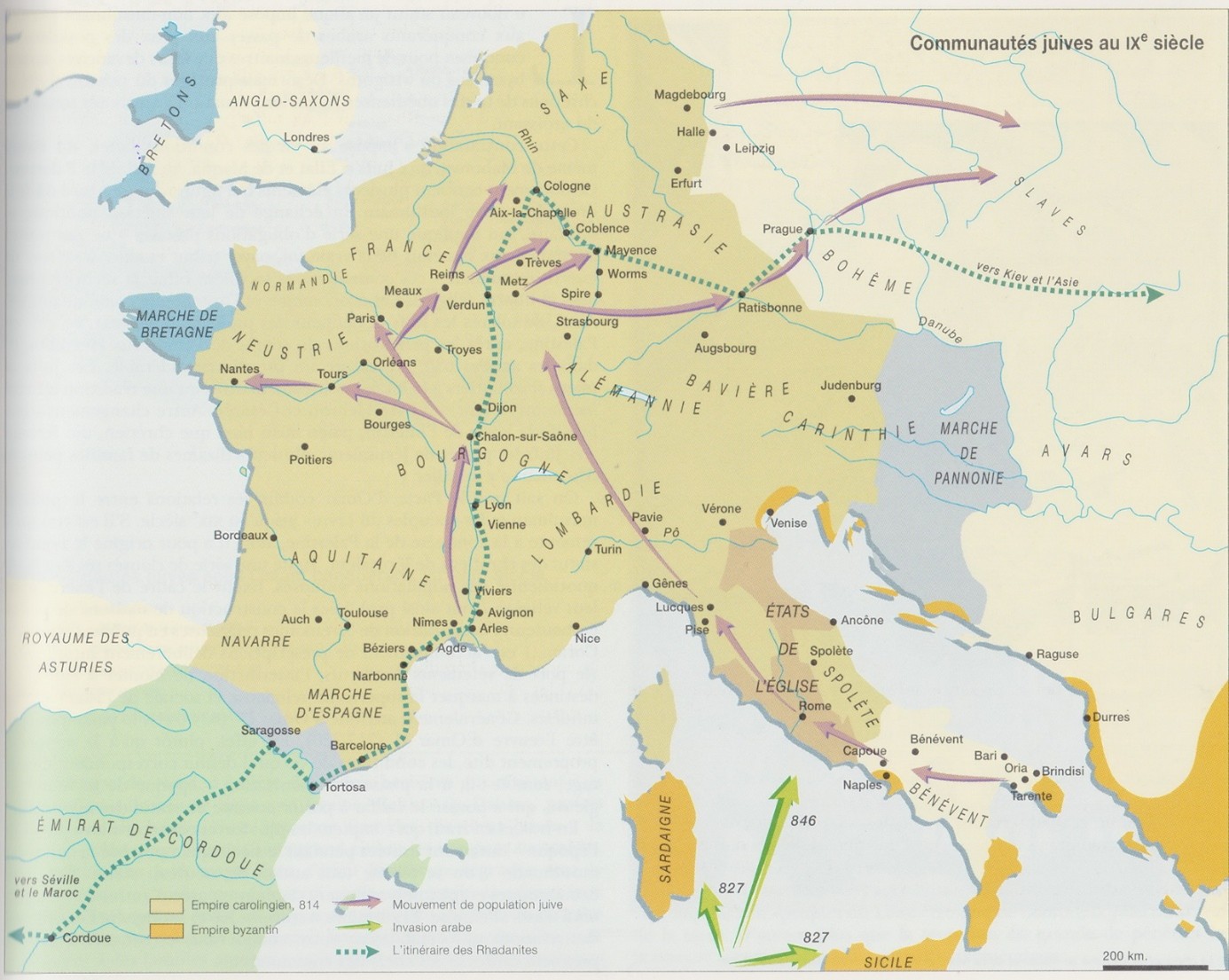 dispersion des Juifs en Europe à l'époque carolingienne